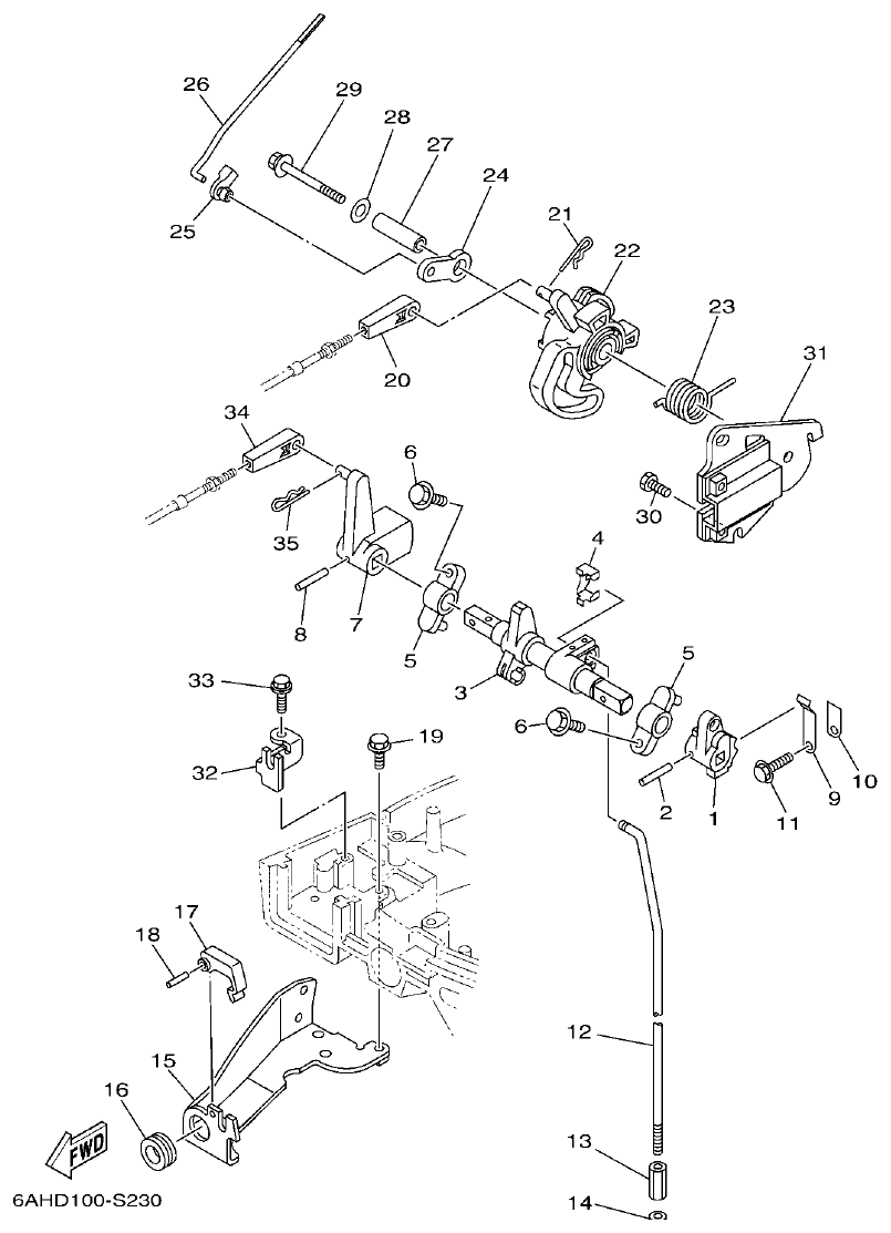 Yamaha F20CMH, F20CE CONTROL 2 parts diagram